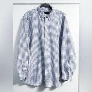 Ralph Lauren 3XB Big Windowpane Oxford Shirt White Blue Cotton Classic Preppy